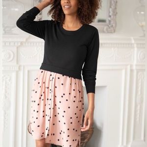 Seraphine Layered Sweater and Pink Spot Maternity Dress Set